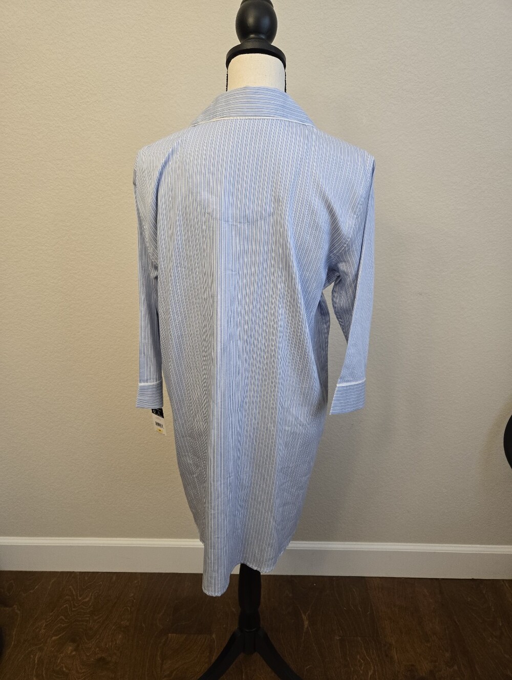 Ralph Lauren Lauren Women's Sz M Sleep Shirt Blue & White Strips Cotton Blend - Picture 7 of 13